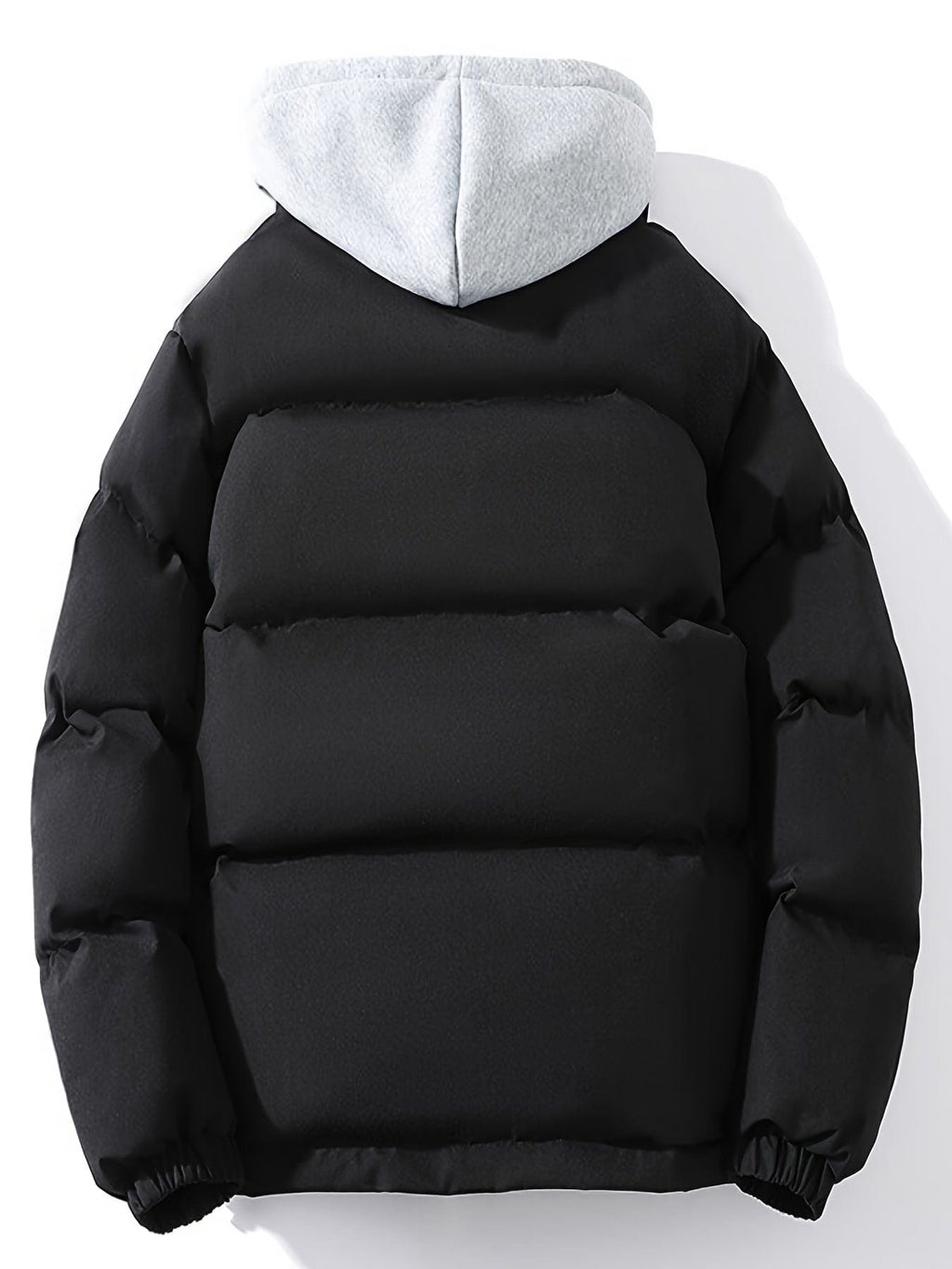 Men's Thick Winter Hooded Parka Jacket, Casual Solid Zip Warm Loose Cotton-padded Jacket Coat