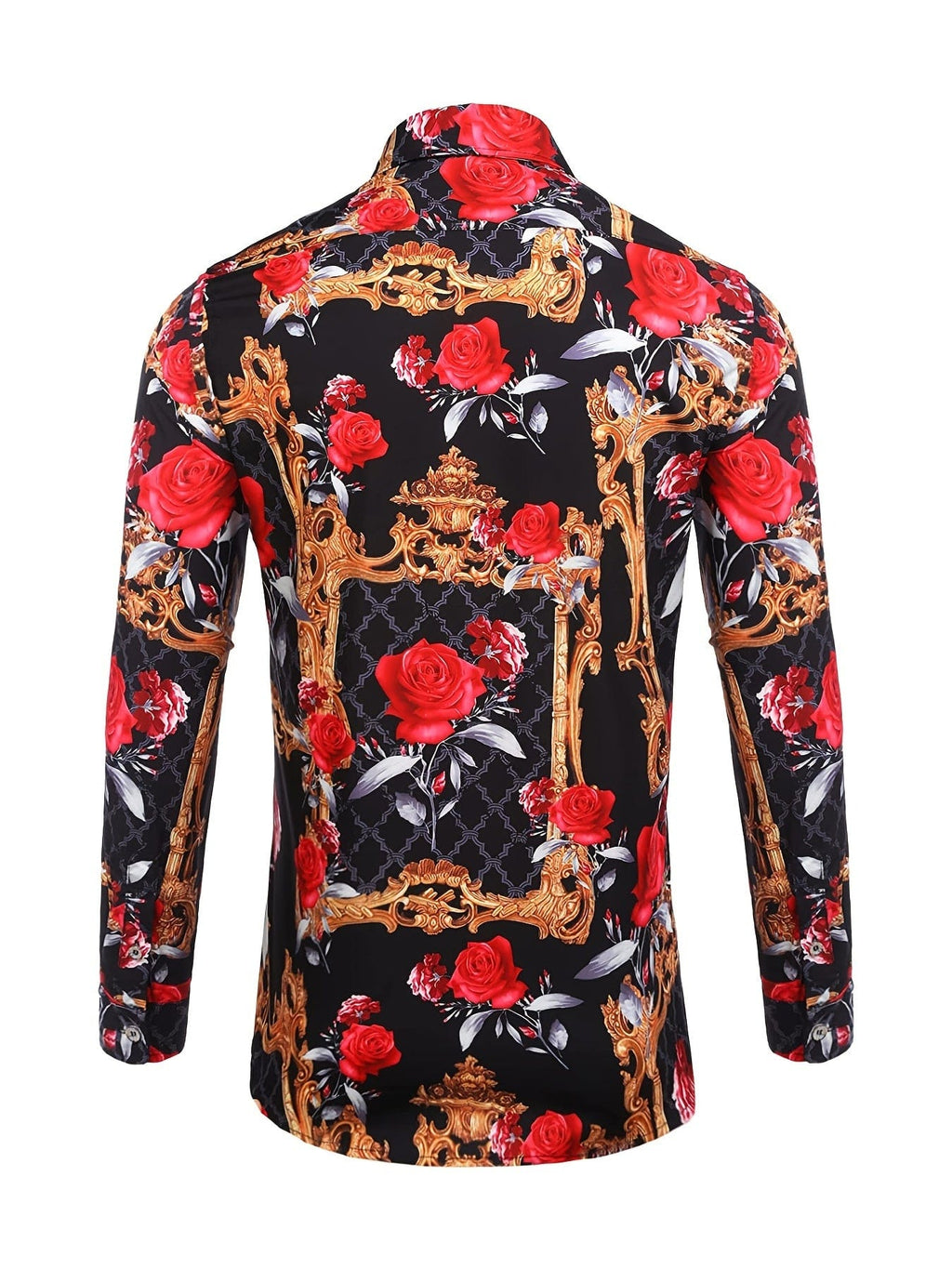 Men's Long Sleeve Luxury Design Print Dress Shirt, Casual Button Down Shirt For Party, Wedding, Banquet, Prom, Nightclub