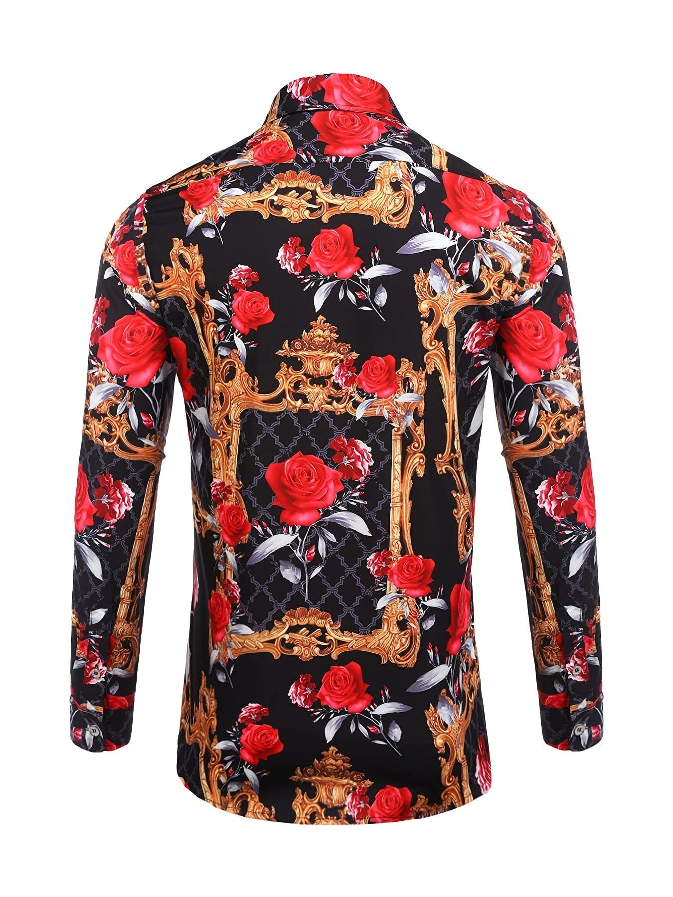 Men's Long Sleeve Luxury Design Print Dress Shirt, Casual Button Down Shirt For Party, Wedding, Banquet, Prom, Nightclub