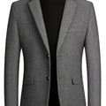 Dressy Jackets For Men, Casual Dark Grey Woolen Suit Jacket Single Breasted Business Blazers
