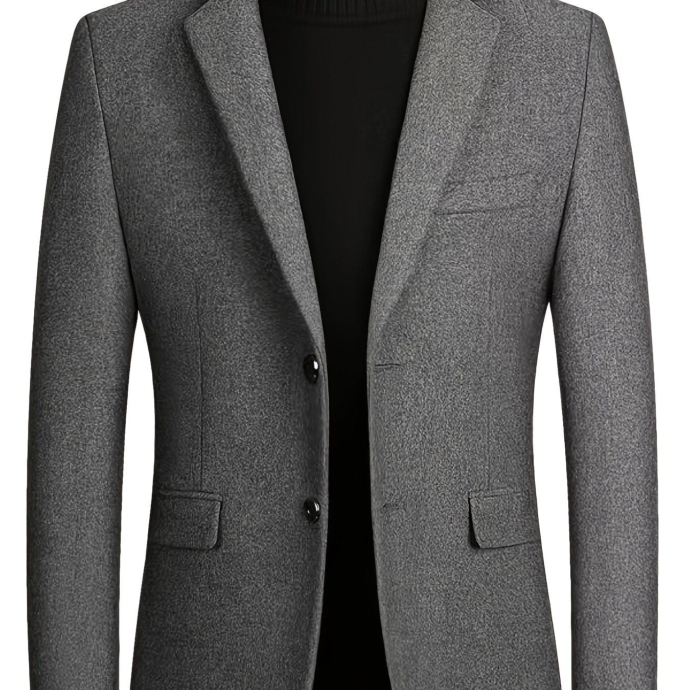 Dressy Jackets For Men, Casual Dark Grey Woolen Suit Jacket Single Breasted Business Blazers