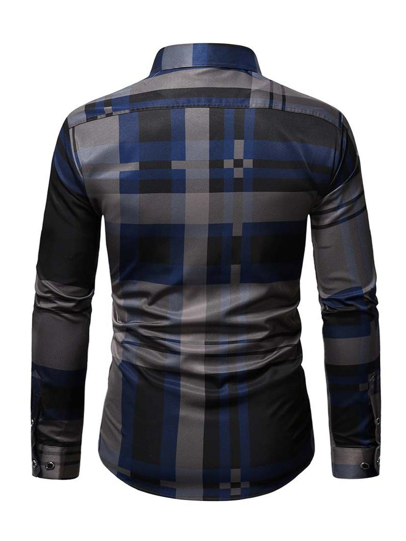 One Size Smaller,  Men's Plaid Print Long Sleeve Shirt
