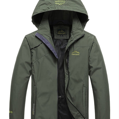 Men's Waterproof Hooded Windbreaker, Zip Up Lightweight Outerwear For Hiking Travel Outdoor, Unisex Clothes