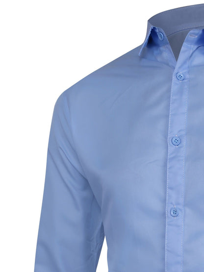 Two Sizes Small, Men's Business Solid Color Long Sleeve Dress Shirt Christmas Gifts