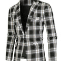 Men's Classic Fit Suits, Autumn Winter Casual Sports Slim Fit One Button Plaid Print Blazer Light Jacket
