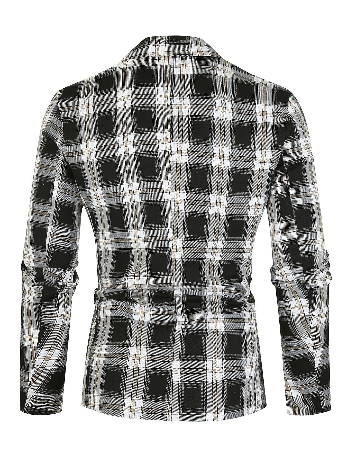 Men's Classic Fit Suits, Autumn Winter Casual Sports Slim Fit One Button Plaid Print Blazer Light Jacket