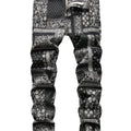 Men's Slim Jeans, Stretch Floral Pattern Denim Pants Men Clothes Best Sellers