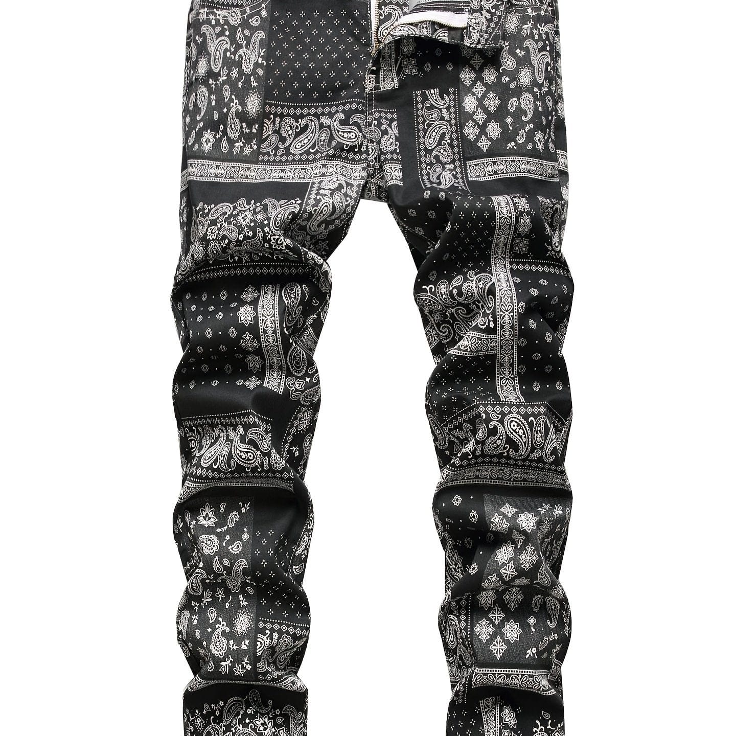 Men's Slim Jeans, Stretch Floral Pattern Denim Pants Men Clothes Best Sellers