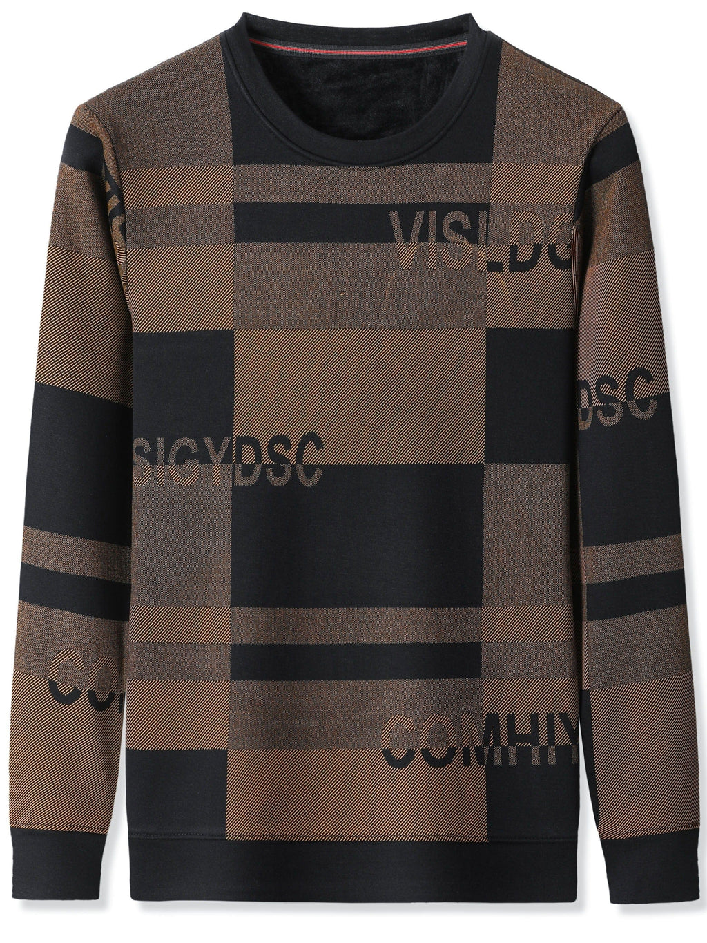 New Winter Men's Round Neck Fleece Thick Long Sleeved T-shirt Christmas Gifts