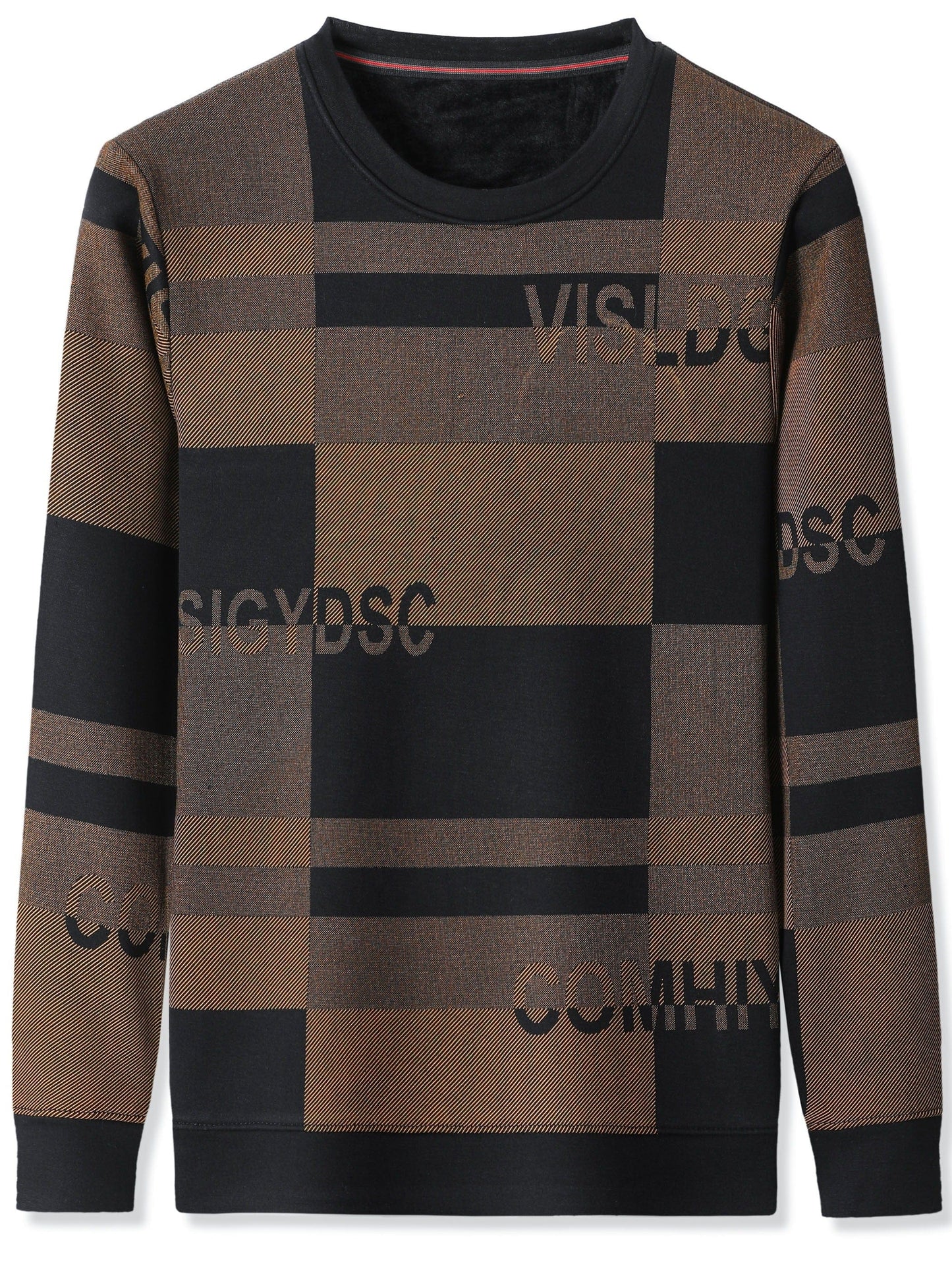 New Winter Men's Round Neck Fleece Thick Long Sleeved T-shirt Christmas Gifts