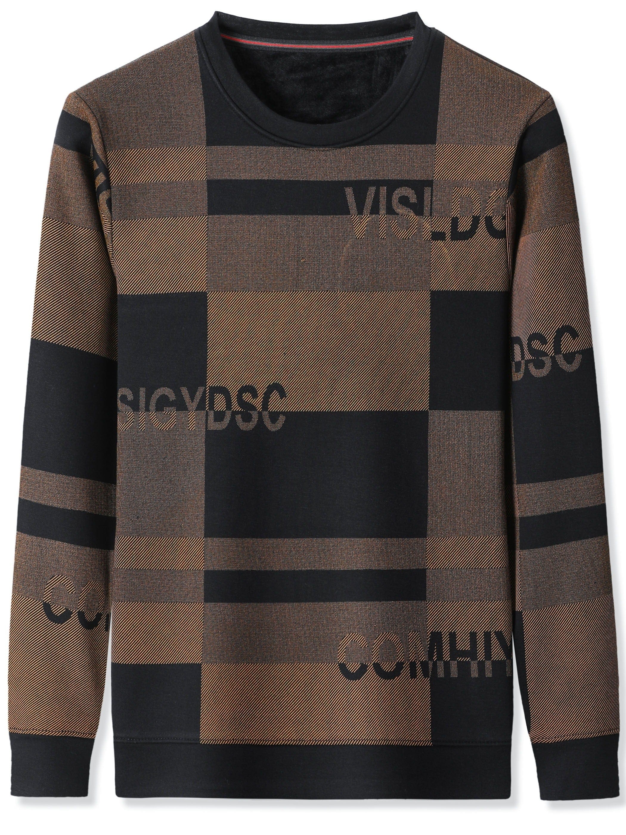 New Winter Men's Round Neck Fleece Thick Long Sleeved T-shirt Christmas Gifts
