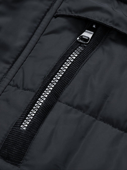 Autumn And Winter New Men's Slim Fleece Hooded Sweater Collar Cotton Coat (Sweater Collar Removable)