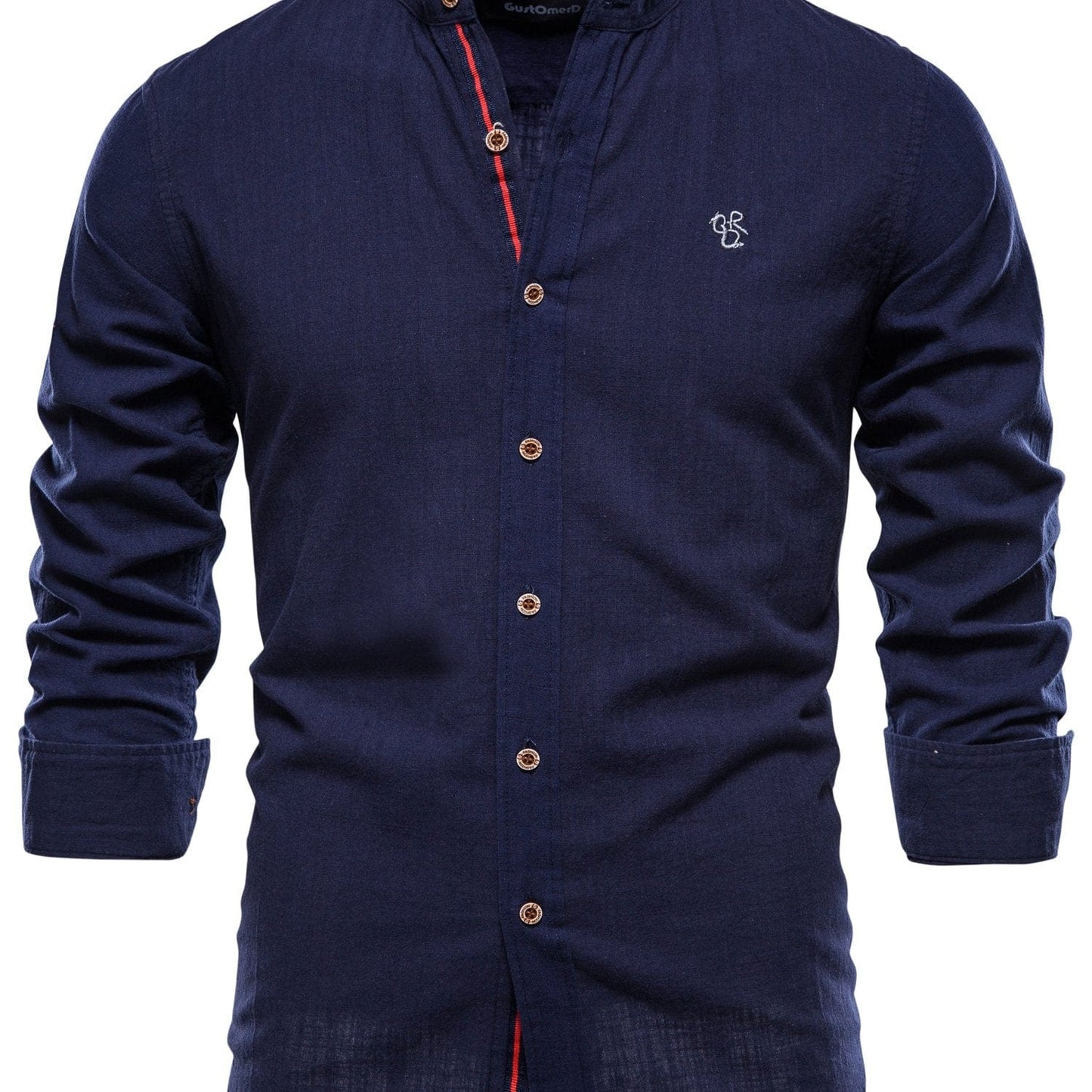 Men's Plain Color Cotton Single Breasted Long Sleeve Shirts Men's Clothes