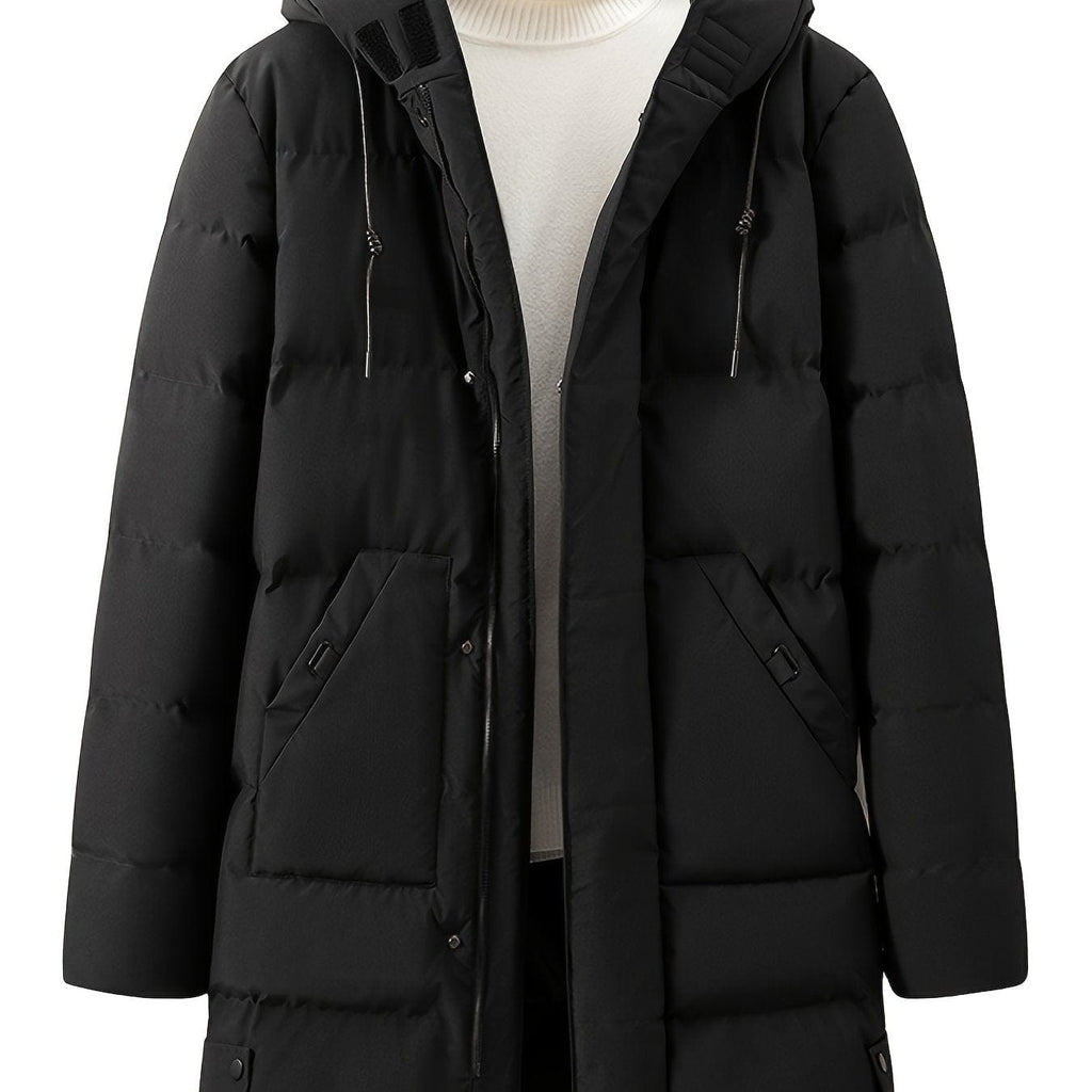 Small Size & Order Size Up Men's Solid Color Long Cotton-padded Jacket With Hood