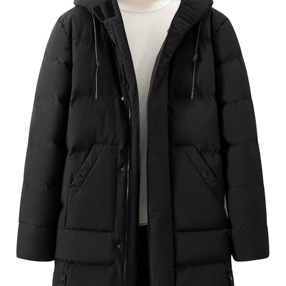 Small Size & Order Size Up Men's Solid Color Long Cotton-padded Jacket With Hood