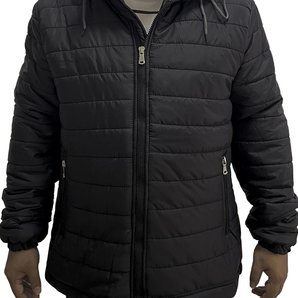 Men's Thermal Hooded Puffer Coat, Winter Casual Loose Solid Color Drawstring Hooded Puffer Coat With Pockets