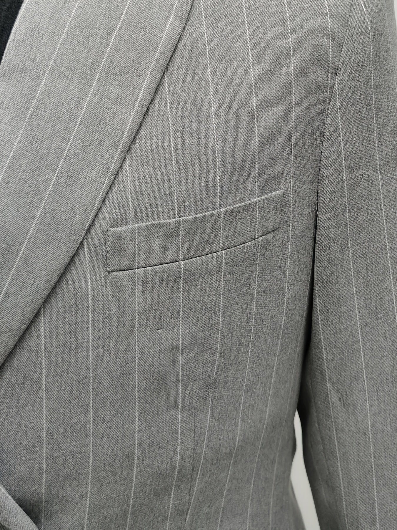 Small Size & Order Size Up, Men's Casual Striped Light Gray Suit