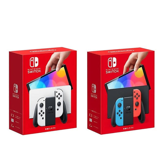 Set Nintendo Switch OLED Model Alb/Albastru Neon/Roșu Neon, versiune japoneză, Consolă de jocuri Home TV