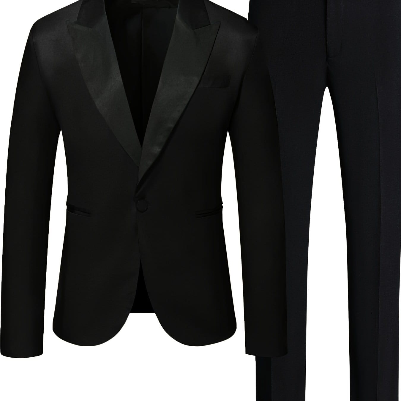 Men's V-neck Blazer Suit With Pants, One Button Top, Plain Color Smart Casual Wear