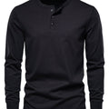 Men's Henley Collar Long Sleeve T Shirt