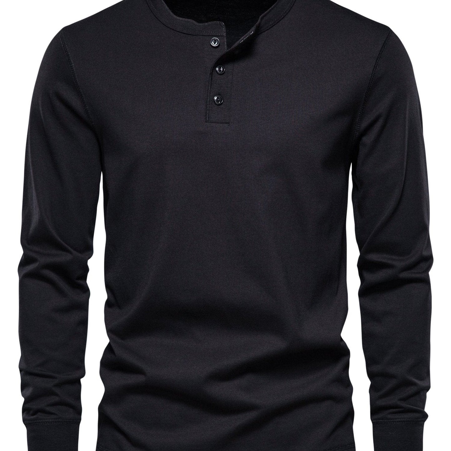 Men's Henley Collar Long Sleeve T Shirt
