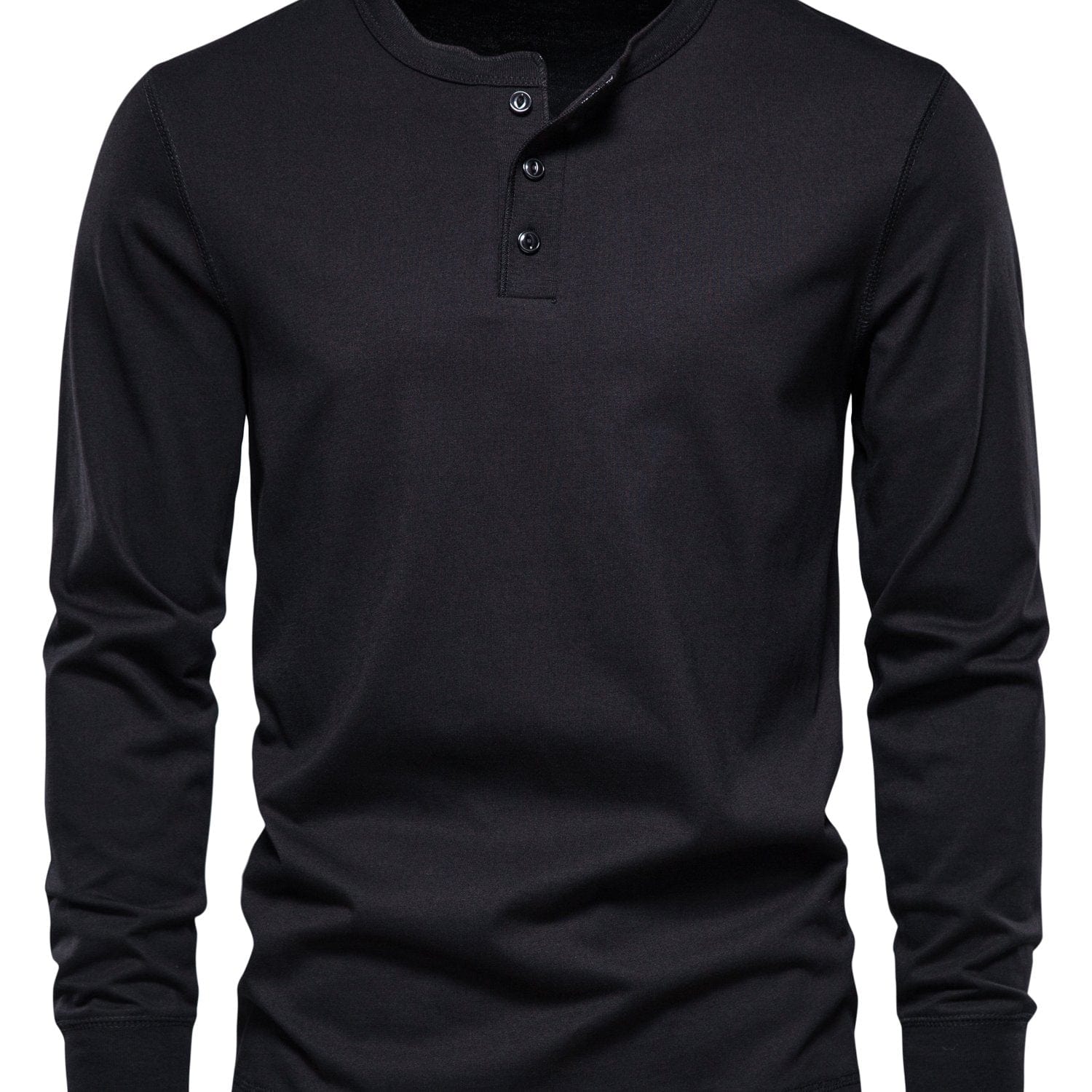 Men's Henley Collar Long Sleeve T Shirt