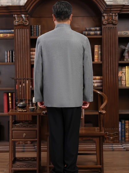 Men's New Winter Warm Chinese Style Tang Suit Small Stand Collar Chinese Knot Dish Buckle Coat, Tang Suit, Hanfu, Year Of The Rabbit Costume Clothing ( Chinese Size, Please Check The Size Guide Carefully )