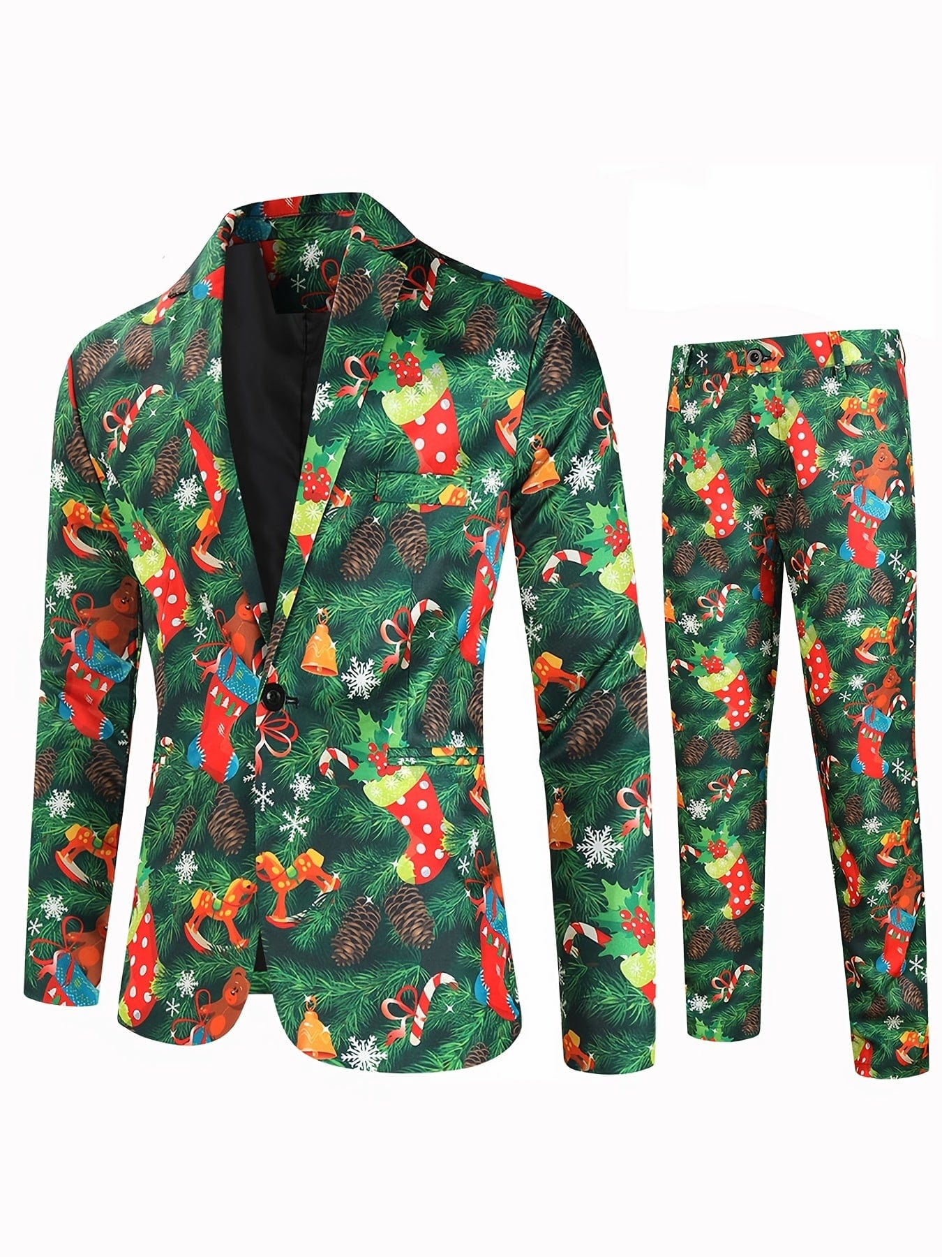 Holiday Men's Suit And Pants Sold Separately With Ugly Christmas Printed