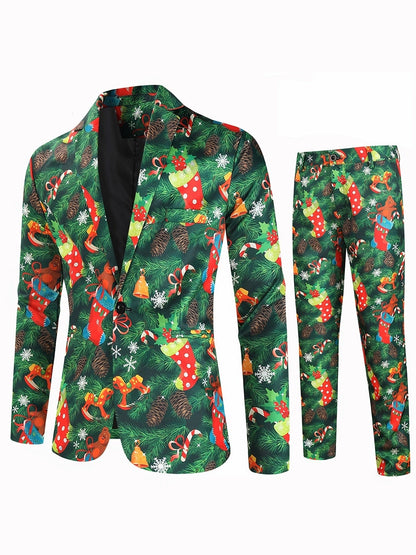 Holiday Men's Suit And Pants Sold Separately With Ugly Christmas Printed