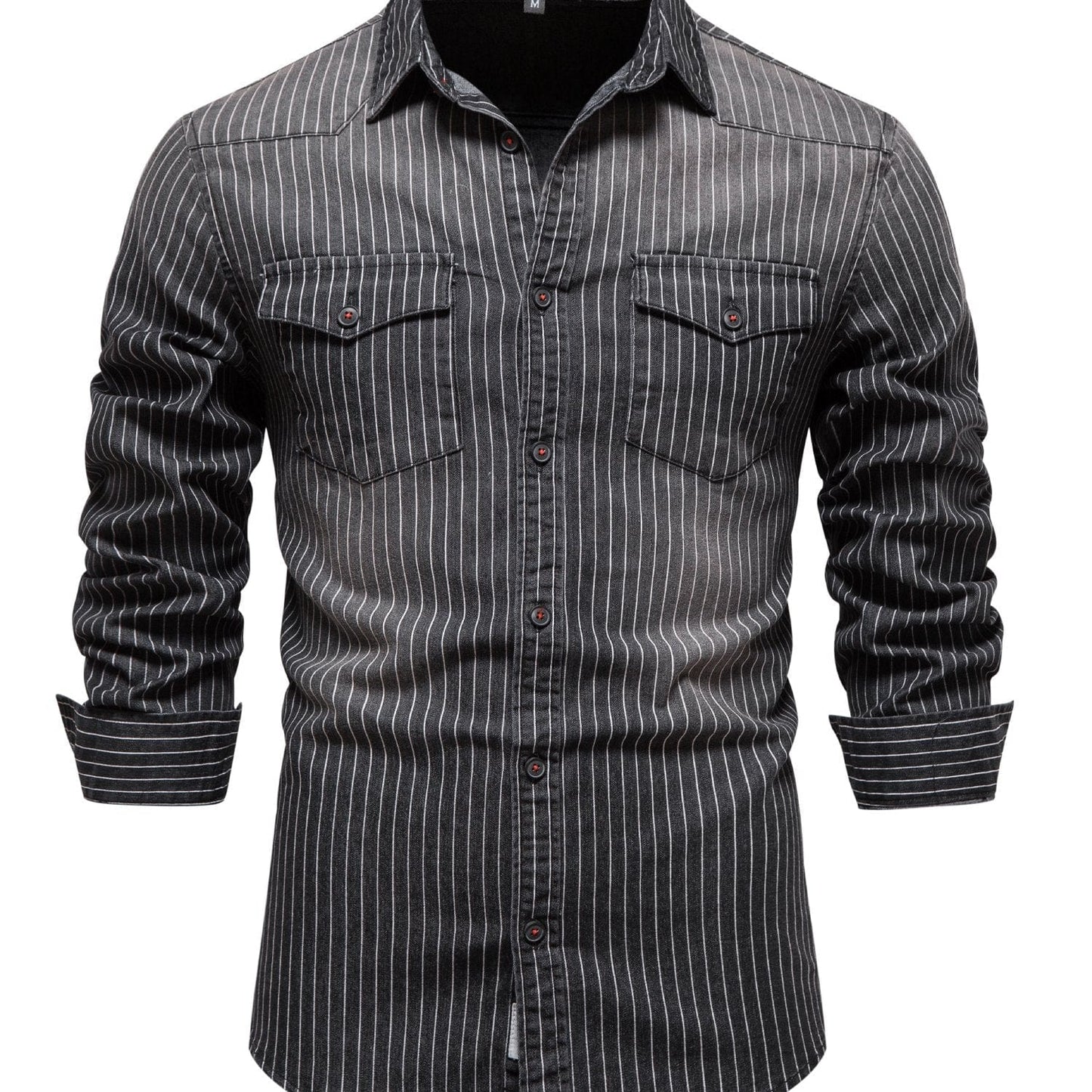 Striped Stretch Men's Denim Shirts Male Jeans Casual Slim