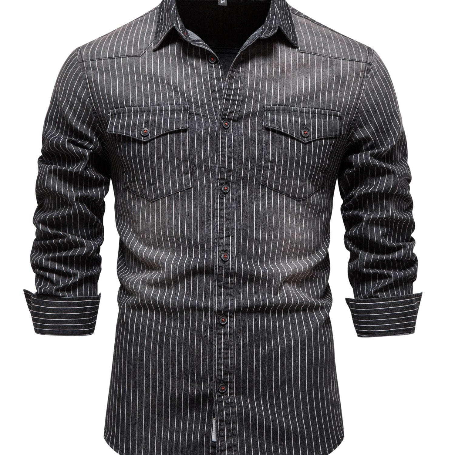 Striped Stretch Men's Denim Shirts Male Jeans Casual Slim