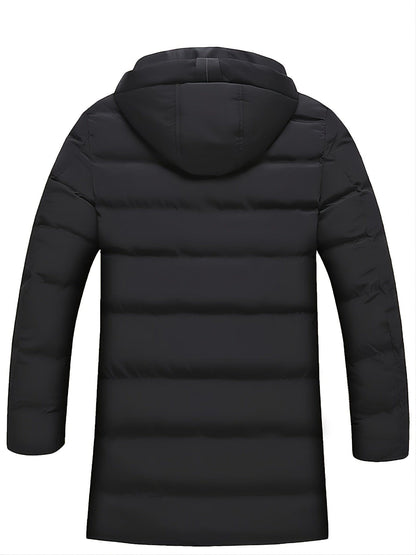 Men's Mid-length Winter Thickened Warm Hooded Padded Jacket