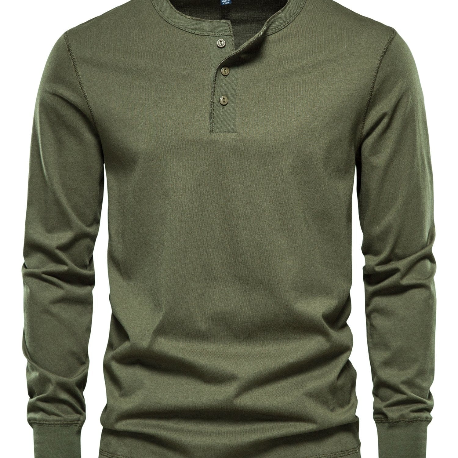 Men's Henley Collar Long Sleeve T Shirt