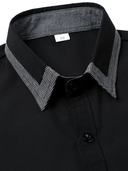 Men's Button Down Plaid Collar  Long Sleeve Shirt, Business Casual Dress Shirts