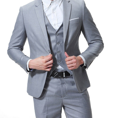 New Men's Two-button Business Casual Suit Three-piece Suit