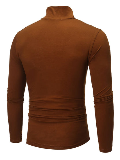 Close-Fitting And Thin, Men's Casual Long Sleeve Turtleneck Base Layer Shirt