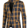 Men's Classic Fit Suits, Autumn Winter Casual Sports Slim Fit One Button Plaid Print Blazer Light Jacket