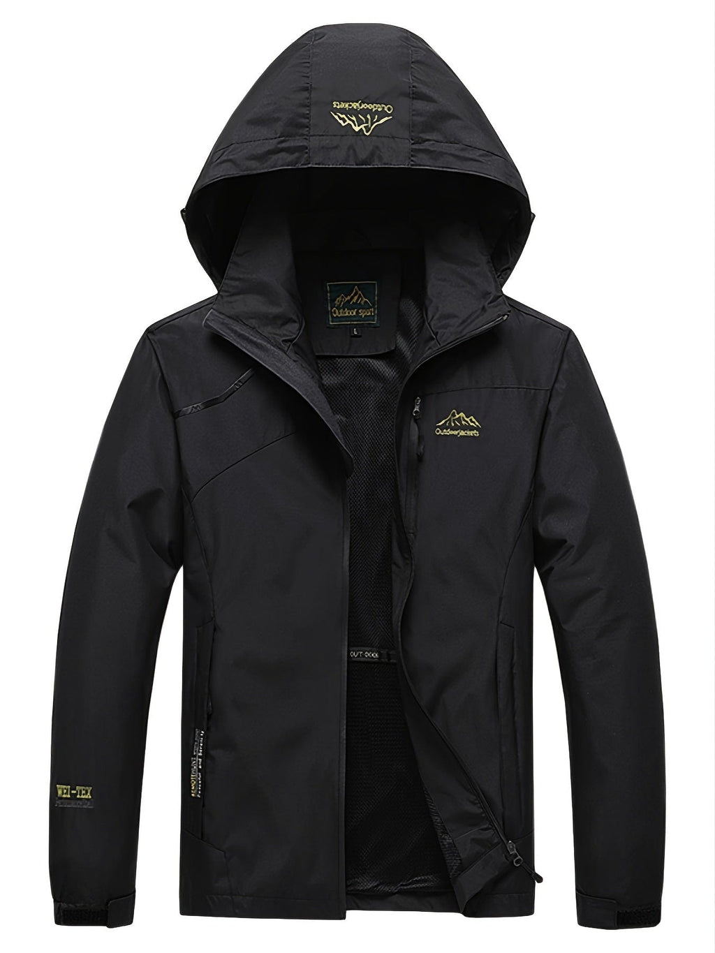 Men's Waterproof Hooded Windbreaker, Zip Up Lightweight Outerwear For Hiking Travel Outdoor, Unisex Clothes