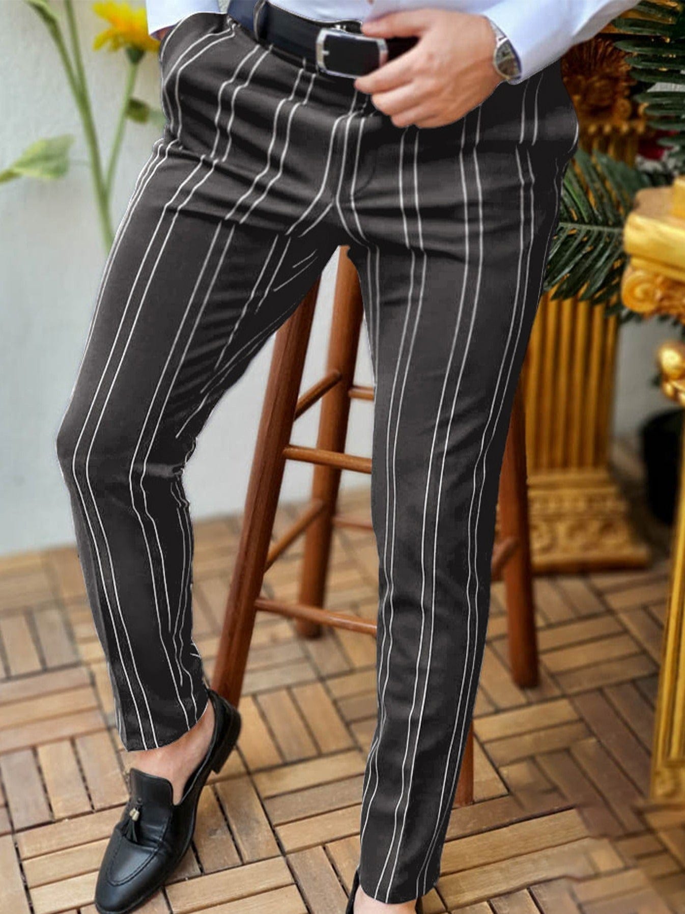 2022 Autumn And Winter New Double Stripes Casual Fashion Pencil Pants Men's Business Social Elastic Pants Casual Suit Pants