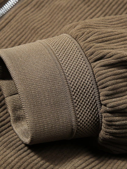 Men's Patched Detail Corduroy Bomber Jacket For Winter