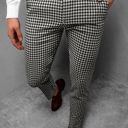 New Men's Plaid Casual Pants Business Social Suit Pants