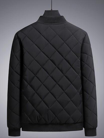 Autumn&Winter New Men's Casual Loose Fashionable Black Stand Collar Long Sleeves Fleece Warm Cotton Coat