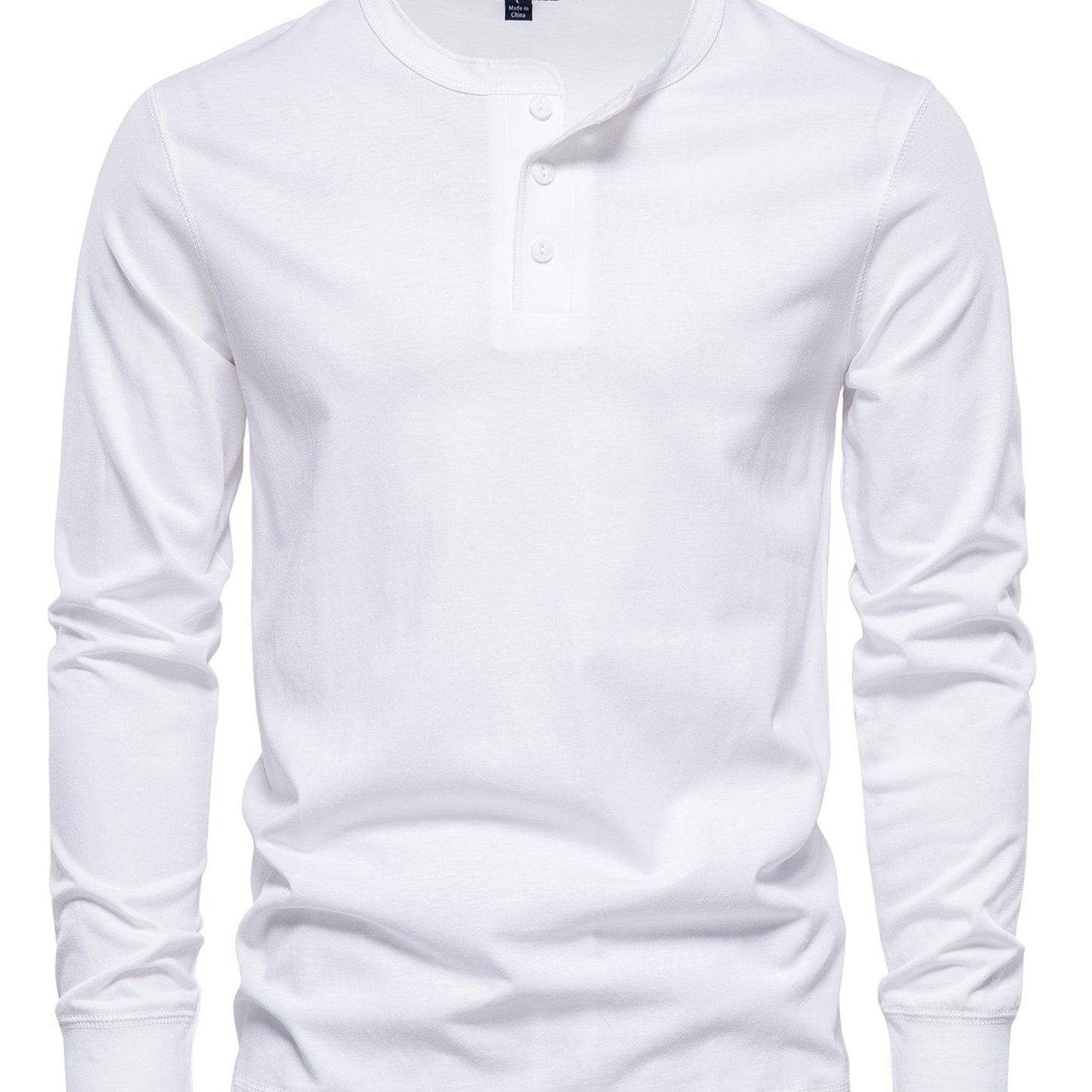 Men's Henley Collar Long Sleeve T Shirt
