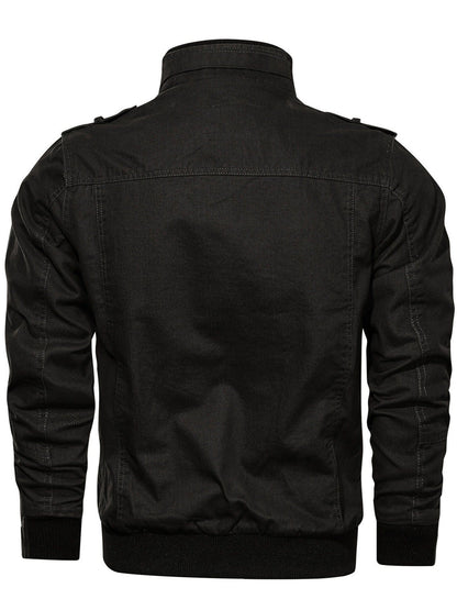 Men's Casual Stand-up Collar Jacket With Multi Pockets