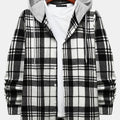 One Size Smaller,  Flannel Loose Shirt For Men Plaid Long Sleeve Casual Button-Down Shirts With Hood Christmas Gifts