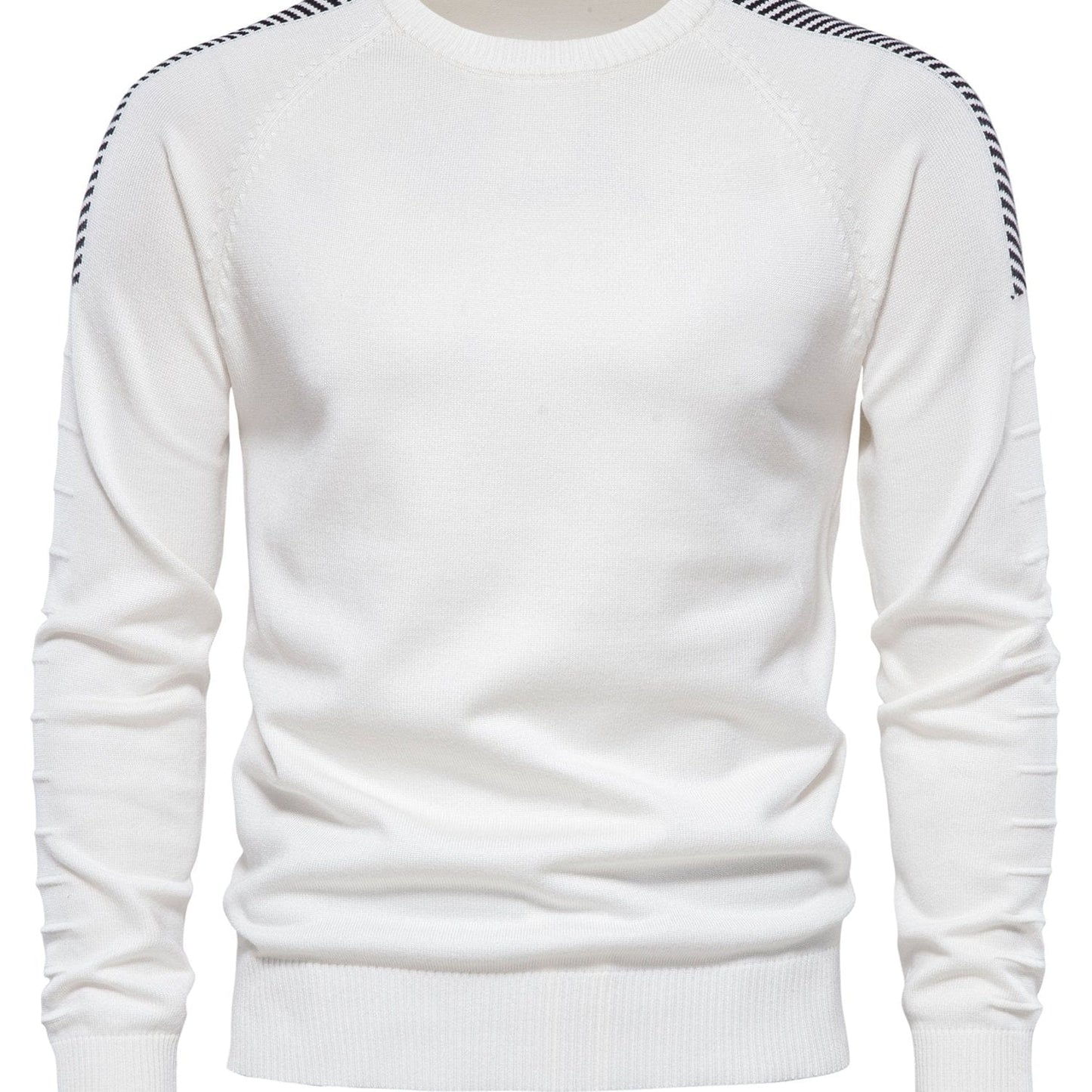 Spliced Drop Sleeve Sweater Men Casual O-neck Slim Fit