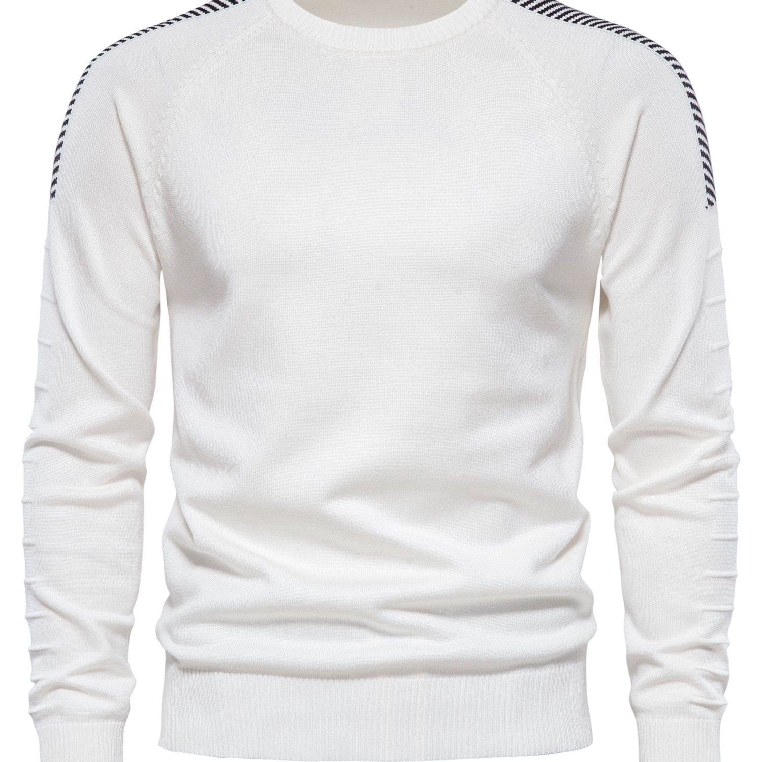 Spliced Drop Sleeve Sweater Men Casual O-neck Slim Fit