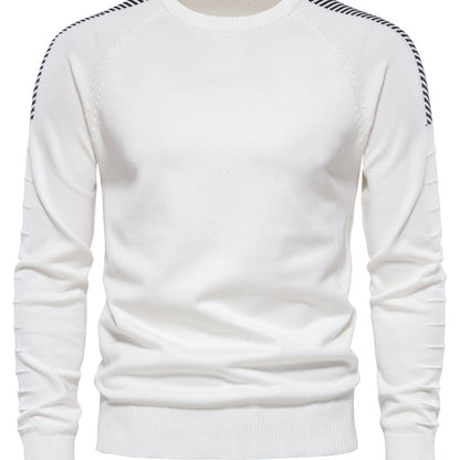 Spliced Drop Sleeve Sweater Men Casual O-neck Slim Fit