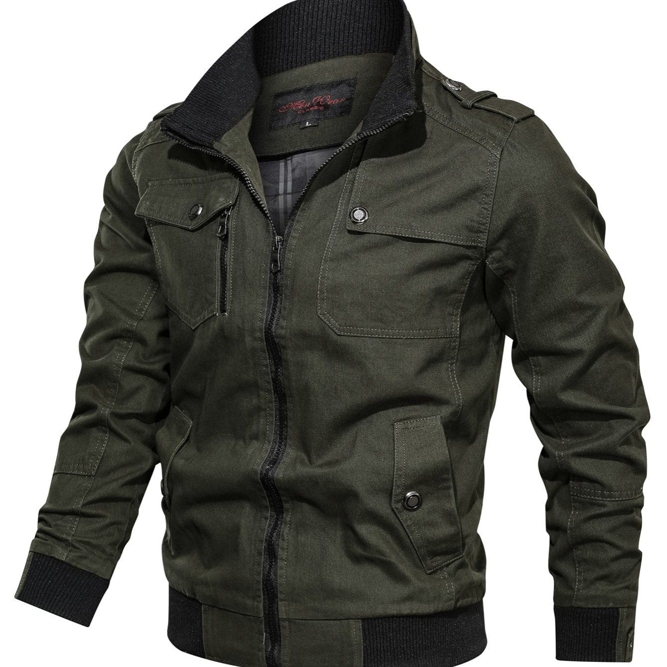 Men's Casual Stand-up Collar Jacket With Multi Pockets