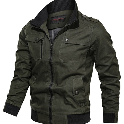 Men's Casual Stand-up Collar Jacket With Multi Pockets